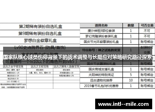 国家队核心球员伤停背景下的战术调整与长期应对策略研究路径探索